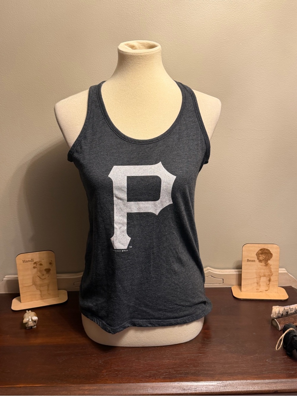 5th & Ocean Dark Gray Women's Pittsburgh Pirates Racerback Tank
